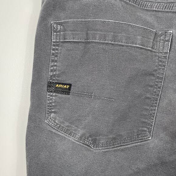 Ariat Rebar M4 Pants Mens 44x30 Gray Canvas Relaxed Straight Utility Workwear - Picture 10 of 14